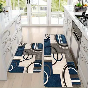JOYFINITY Set of 2/3 European Design Kitchen Mats Soft Flannel Material Easy Clean for Home Entryways Hallways Bedrooms Sinks Living Room