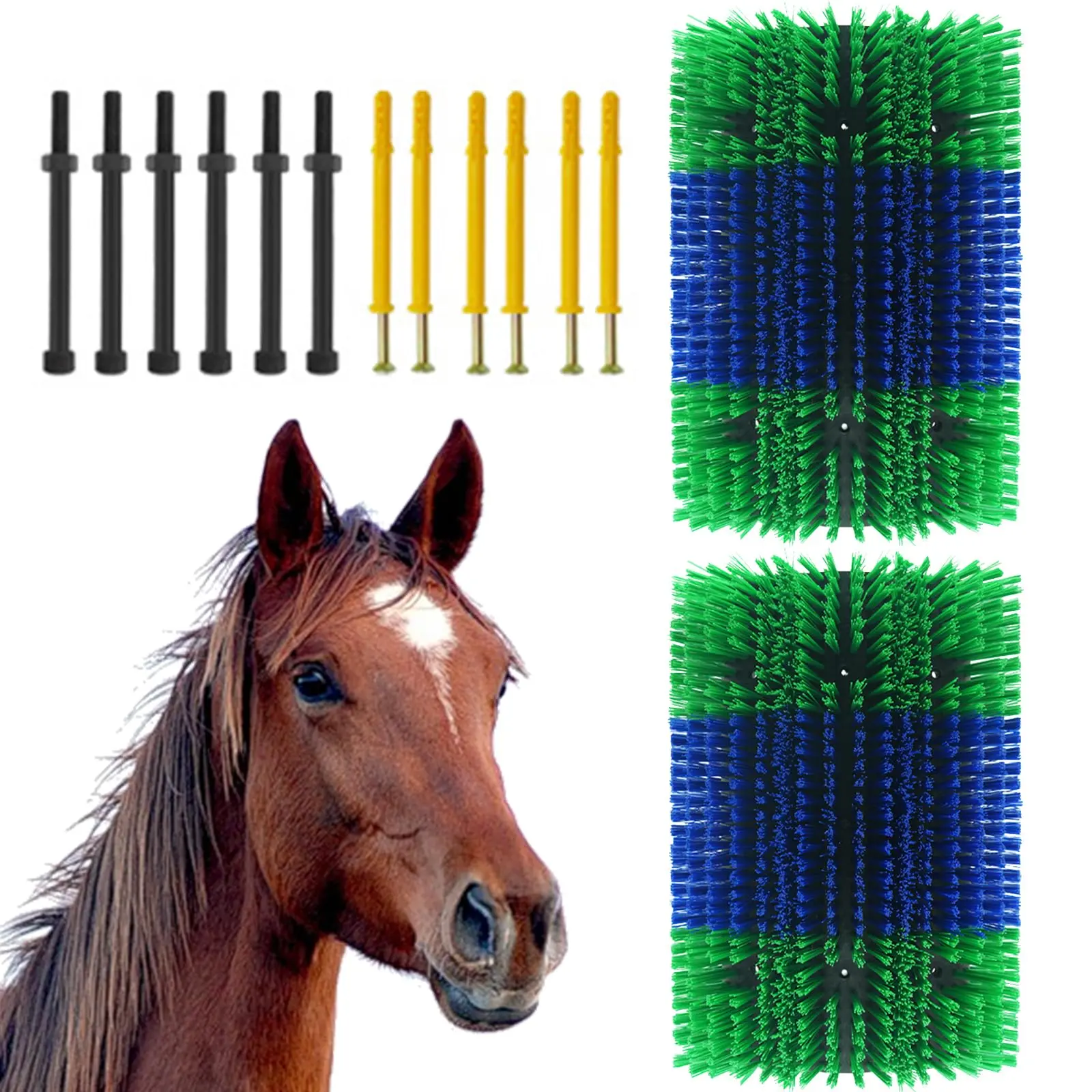 Garvee 2 Pcs Scratching Brush for Livestock, Large Horse Brushes for Grooming, Cows Massage Cleaning Relieve Itching on the Back of Livestock Brush for Horse, Cows, Sheep