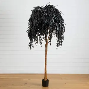 6' Artificial Halloween Black Willow Tree