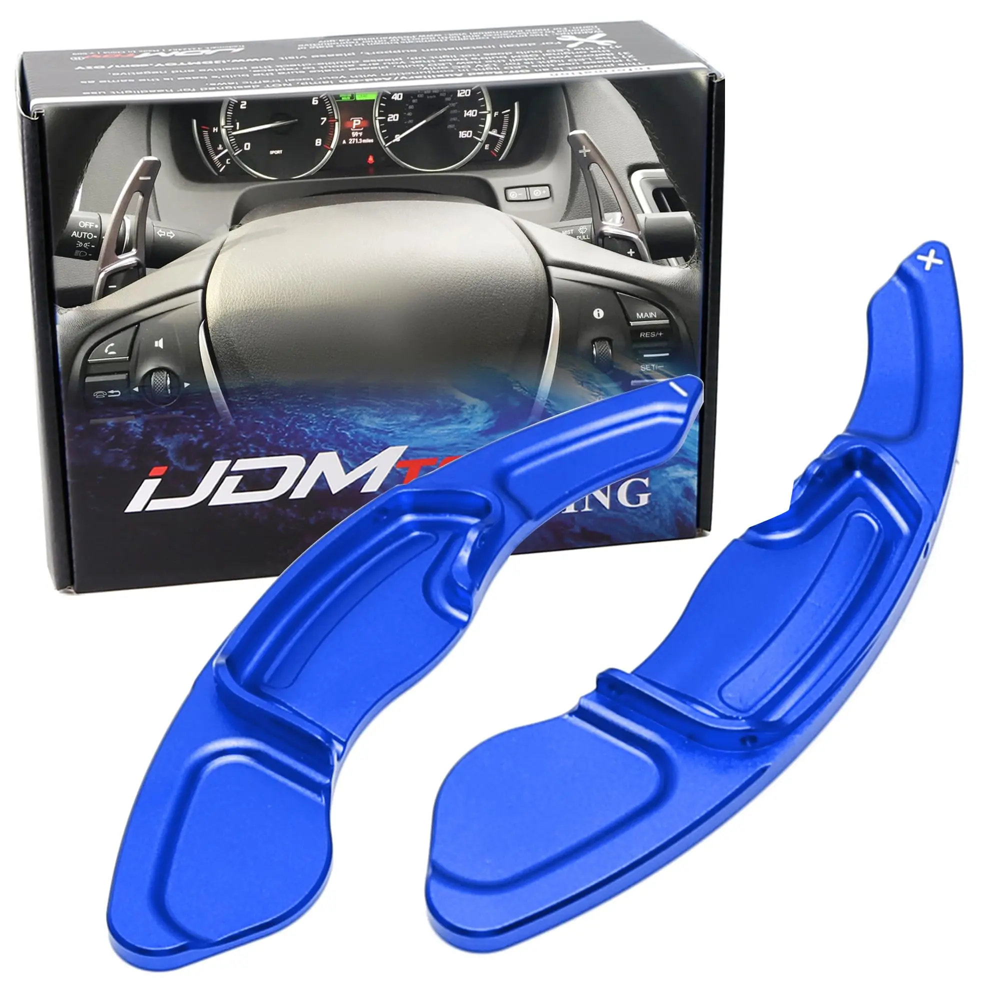 iJDMTOY Sports Blue A-Spec Style Aluminum Larger Paddle Shifter Extension For Acura 2013-17 MDX, 2013-22 ILX, 2013-16 RDX, 2015-20 TLX, 2009-14 TSX