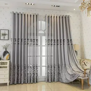 Elegant Vintage Jacquard Curtain, Hollow Design with Top Eyelets, Perfect for Bedroom Kitchen Living Room Study Decor, Window Curtain