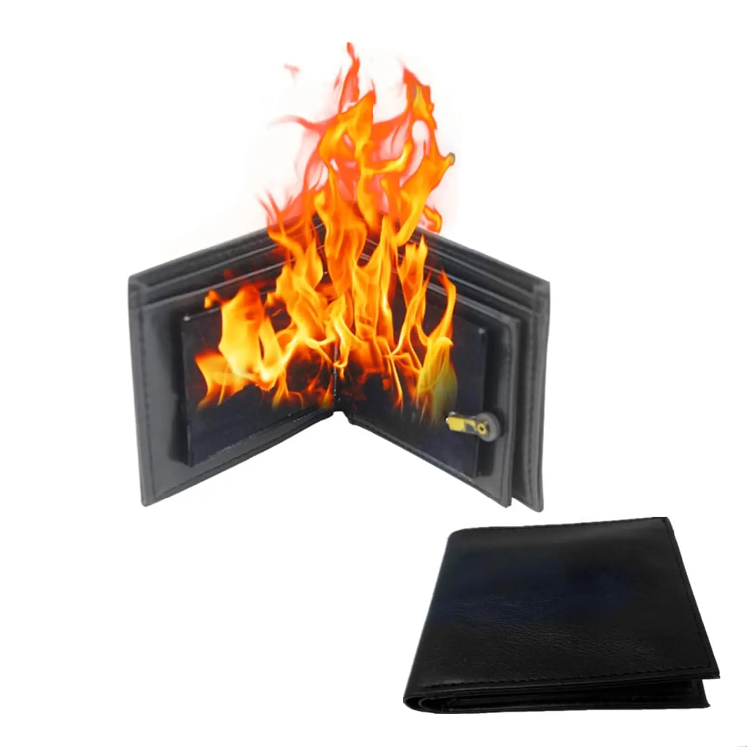 Leather Fire Flaming Magic Trick Wallet - Professional Magician Prop for Street Shows, Close-Up Magic Pranks, Magic Tricks