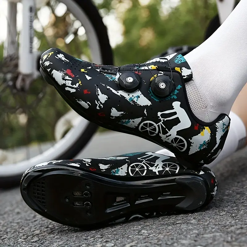 Men's Camouflage Cycling Shoes Compatible with SPPD Cleats, Rotary Buckle Closure, Durable Microfiber Synthetic Upper & TPU Sole for Outdoor Racing and Riding, Cycling Accessories