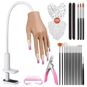 Acrylic Practice Hand: Flexible Mannequin for Beginners, Tips Securely Attached for Convenient Use Aluminium Manicure