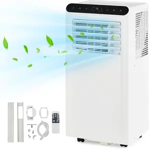 10000 BTU Selfevapcond Portable Air Conditioner, 3-in-1 Unit with Cooling, Dehumidification, Fan Modes, Cools Up to 450 sqft, 24-Hour Timer, Remote Control, Window Kit, White