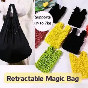 Foldable Expandable Magic Bag, Large Capacity Wrinkle Bag, Portable High Aesthetic Handbag, Shopping Bag, Storage Bag, Reusable Shopping Bags