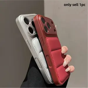 Luxury Down Jacket Phone Case for iPhone 17 16 15 14 13 Pro Max 16Pro 17Pro Shockproof 2-IN-1 Armor Bumper Large Window Cover