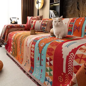 1pc Plush Sofa Cover for Fall and Winter, Non-Slip Leather Sofa Protector, Soft Sofa Towel for Luxe Style, Full Coverage Living Room Decor