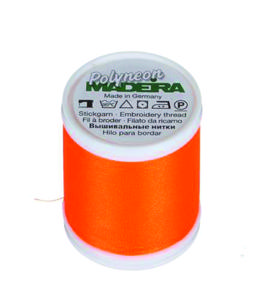 Madeira Polyneon - Ref. # 1946 -- Fluorescent Orange -- Weight #40 -- Machine Embroidery Thread -- 440 Yards Spool