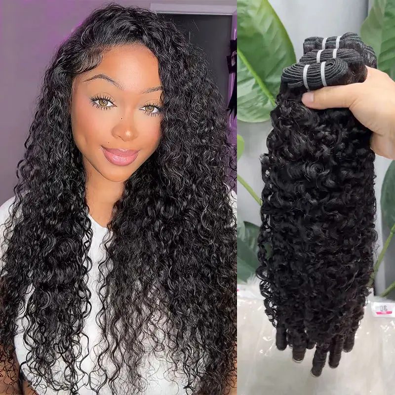 BELE Hair Burmese Pixie Curly Bundles With Spiral Curly Ends Human Hair 12A Grade Real Human Hair Extension Remy Hair Weave Bundles Wholesale Deals Natural Color 1/2/3/4 Bundles Natural Black Color
