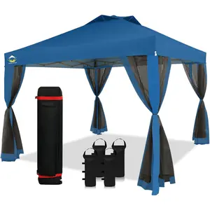 CROWN SHADES 10x10 Pop up Canopy Tent, Pop Up Gazebo with Netting