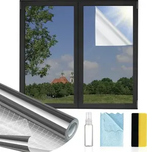 Window Privacy Film One Way, Reflective Mirror Window Film Daytime Privacy, UV Sun Blocking Heat Control Static Cling, Window Tint for Home Office