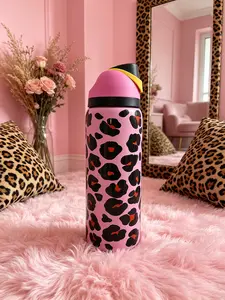 Pink sumer trend black pink leopard 32oz/945ml stainless steel insulated water bottle with straw,for daily sports outdoor,perfect gift