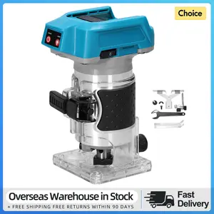 Speed Adjustable Brushless Wood Router Multifunctional Electric Trimming Milling Engraving Slotting Machine 18000rpm with 6-Level Speed Knob and Transparent Base