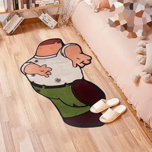 Handmade Plush Mat - Funny Cartoon Character Design with Expressive Eyes & Lying Pose Soft Fluffy NonSlip Irregular Shape Area Mat Machine Washable Mat For Bedroom Living Room Decor Trendy & Cool DesignCute Room