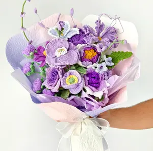Crochet Purple Flower Bouquet | Birthday Gift for Her