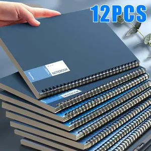 12 thickened A5 spiral notebooks | durable soft leather, double-stitch binding | space-themed minimalist design | ideal choice for students, office use, and professionals - diary, account book, storage notebook | sturdy cover