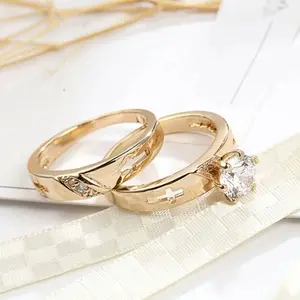 2pcs Gold Rings, Cubic Zirconia Decor Ring, Women Delicate Ring, Suitable for Daily Outfit, Party, Wedding, Mothers Day