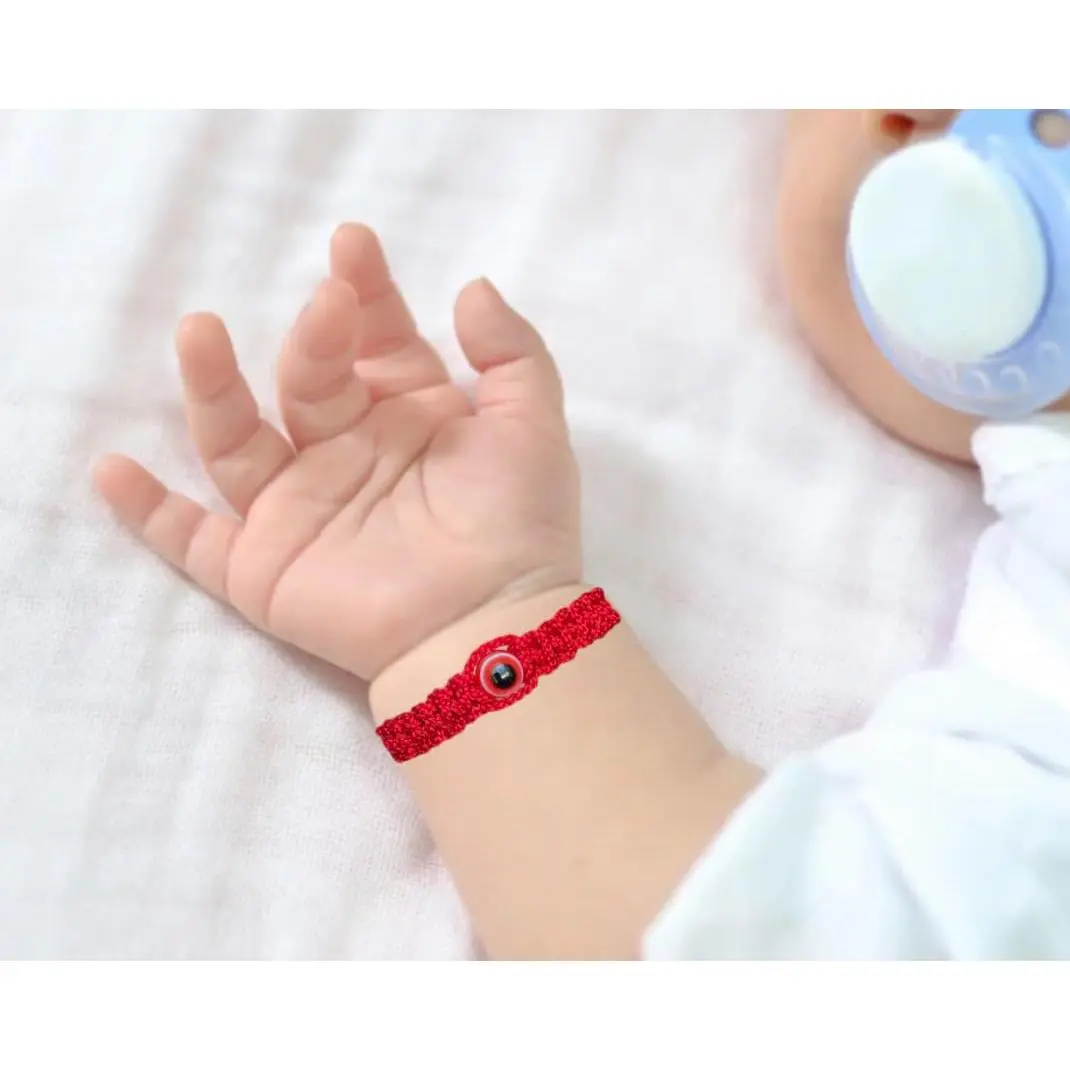 Red Bracelet for Babies, Baby Girl and Baby boy. Protection Amulet for baby. String for Good Luck and The Evil Eye. Infant Bracelet for baby color red,blue,pink black (Red bracelet red eye)