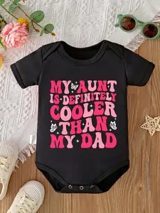 My Aunt Is Definitely Cooler Than My Dad Baby Bodysuit, Retro Pink Butterfly Graphic Tee, Funny Aunt-Themed Infant Outfit for Baby Girls