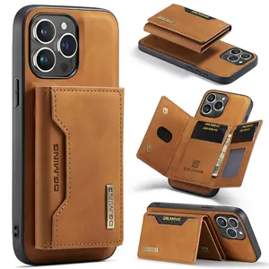 2 In 1 Detachable Magnetic Leather Case for iPhone 16 15 Pro Max 14 13 Plus Wallet Cover Cards Holder Pocket