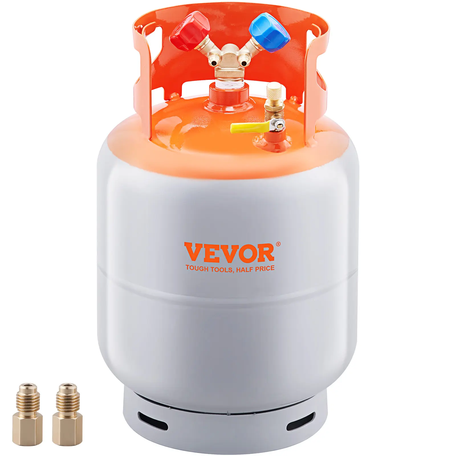 【summerfinds】VEVOR Refrigerant Recovery Tank, 30 LBS Capacity, 400 psi Portable Cylinder Tank with Y-Valve for Liquid/Vapor, High-sealing Recovery Can for R22/R134A/R410A, Orange+Gray