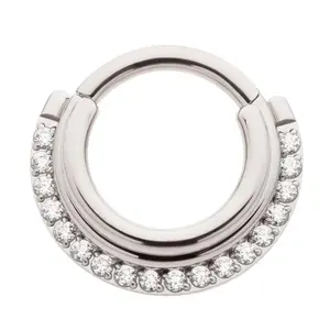 Triple Stacked CZ Titanium Hinged Segment Ring