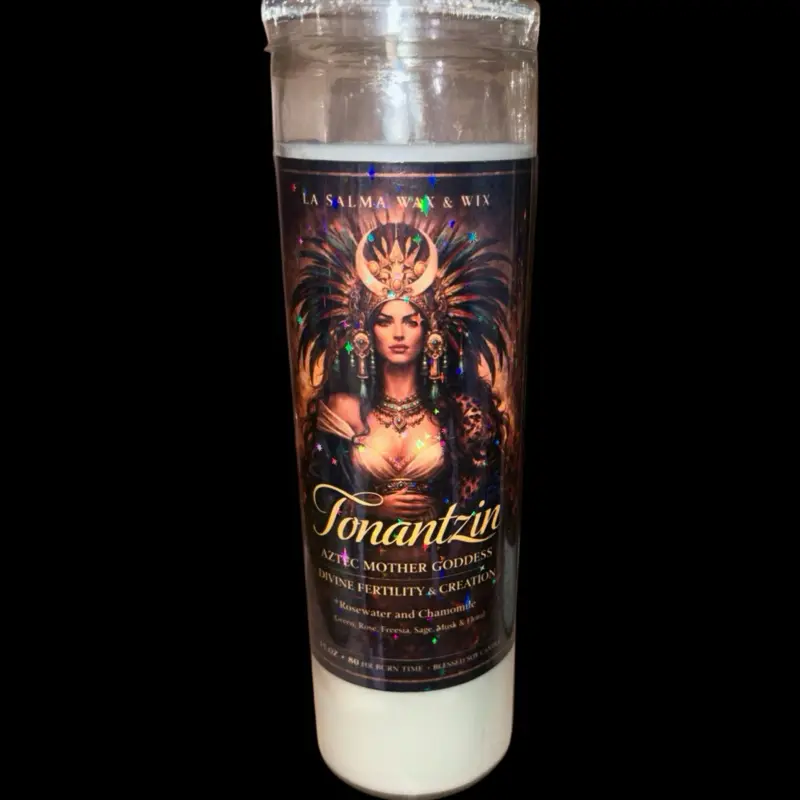 Tonantzin Manifesting Candle 15oz 100% Soy Wax Earthy Floral Scent for Grounding Rituals & Altars Aztec Mother Goddess Divine Fertility Creation