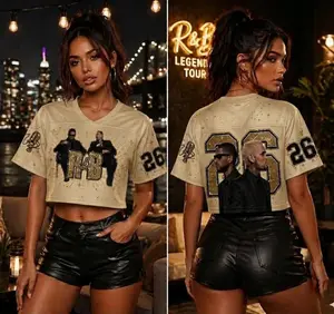 Hip Hop Concert Crop Top Jersey, Unisex Streetwear Graphic Cropped Shirt, Music Festival Outfit, Y2K R&B Fan Apparel, Gift for Music Fans