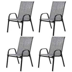 Patio Chairs Set of 4, Stackable Outdoor Dining Chairs for All Weather Textilene Fabric & Steel Frame, Outdoor Chairs Set for Backyard Deck Garden