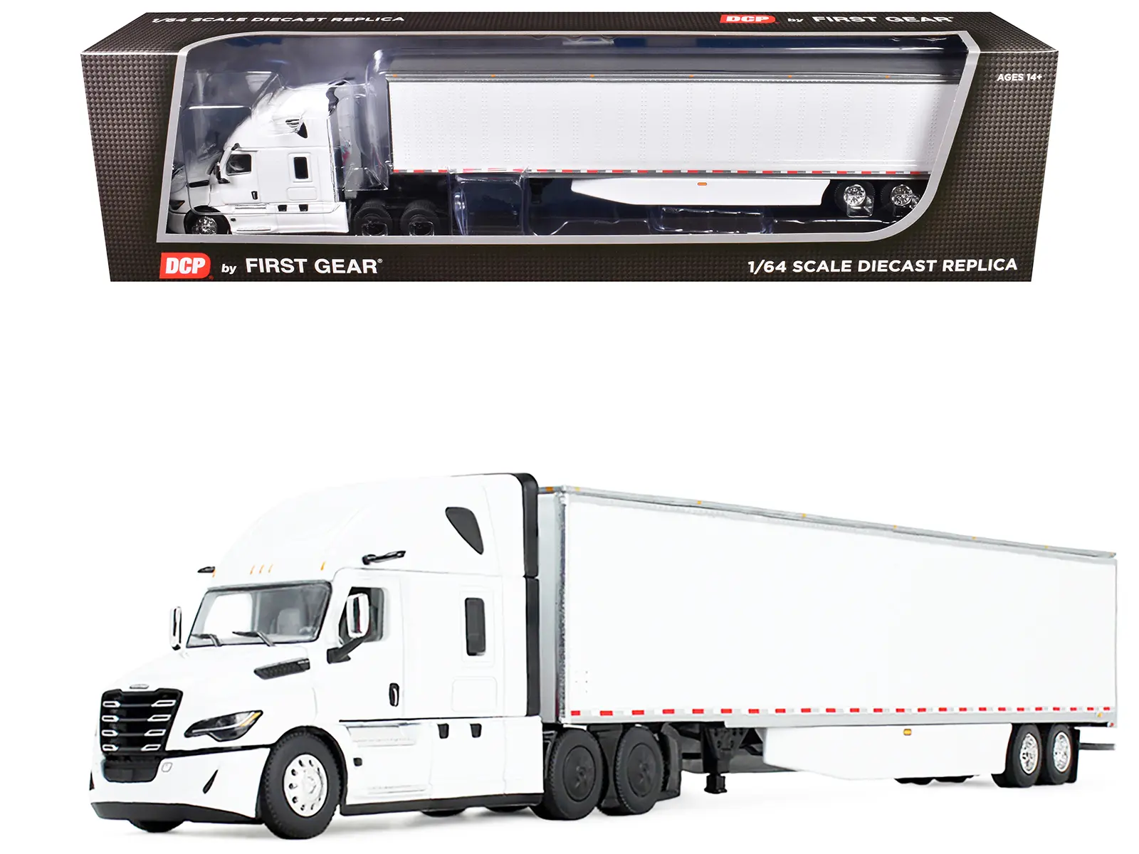 Freightliner Fifth Generation Cascadia Raised Roof Sleeper & 53' Utility Trailer w/Skirts 1/64 Diecast Model by DCP/First Gear