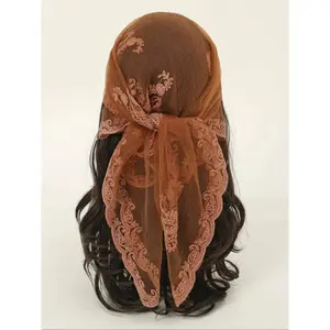 Women's Floral Embroidered Square Scarf, Fashion Hair Scarves, Fashionable Elegant Multifunctional Scarf For Daily Wear, Casual Versatile Scarf For Women