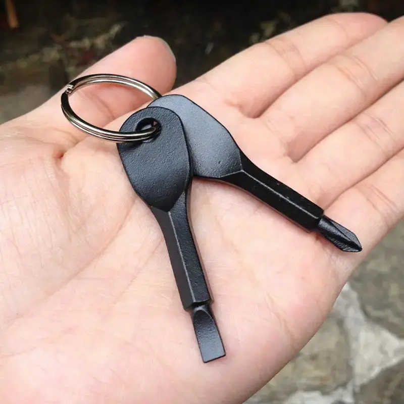 2-Piece Portable Compact Size Philips Screwdriver Keychain Set for Camping Accessories, Multi-Functional Mini Pocket Repair Tool