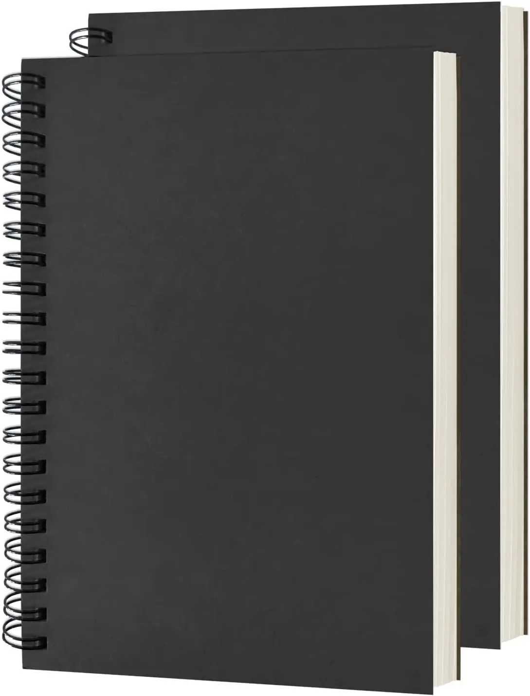 2-Pack Soft Cover Blank Spiral Notebooks, 100GSM Thick Paper, 7.5in/19cm x 5.1in/13cm, 100 Blank Inside Pages/50 Sheets, Black, Ideal for Note-Taking, Sketchbook Ideas