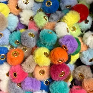 Pom Pom Beads for Crafting and Jewelry Making - Colorful Fuzzy Balls with Gold Accents for Creative Projects