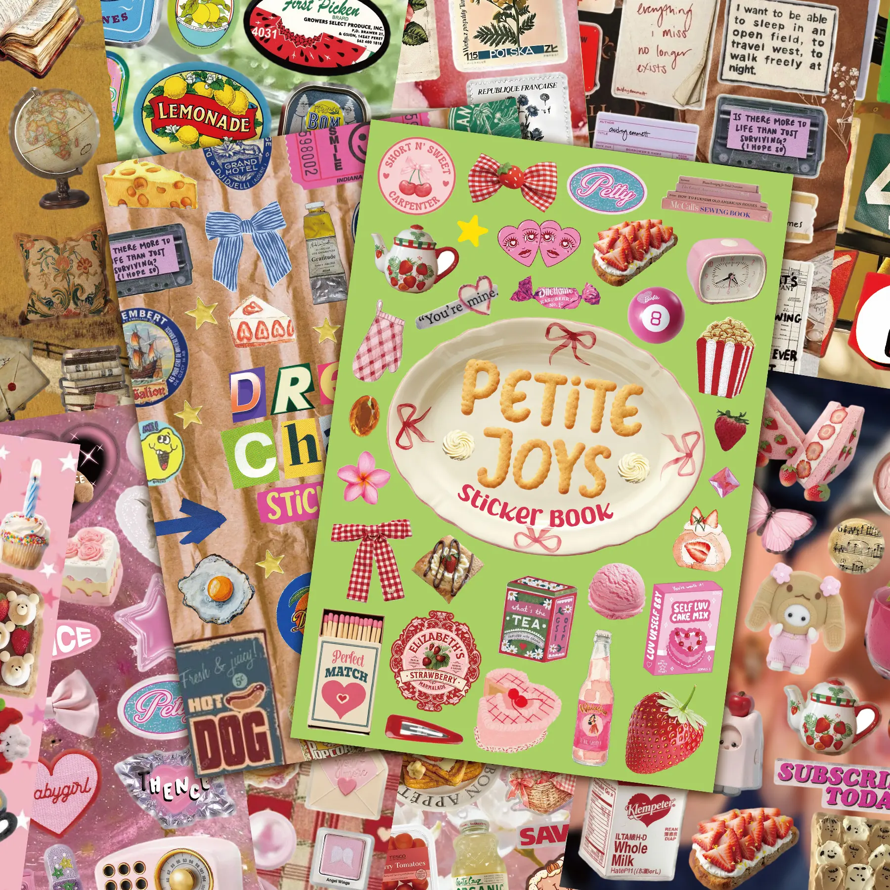 2 Styles 60 Sheets Cute & Vintage Sticker Book Set - 1100+ Aesthetic Stickers, 60 Unique Pages for Junk Journal, Scrapbooking, Planner & DIY Crafts