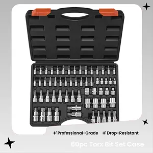 60Pcs Torx Bit Socket Set T6-T70 Tamper Proof S2 Steel & Cr-V, E-Torx & Torx Plus with Case