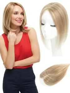 Straight Hair Topper for Women, 12" Clip in Crown Extension, Natural Parting, Instant Volume, Easy to Use, Perfect for Daily Wear, Synthetic Extensions