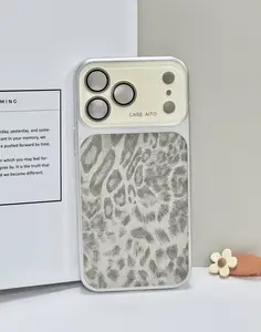Viral Leopard Print Leather Case for iPhone 17 Air / 16 Pro Max / 15 / 14 Pro Big Window Camera Bumper, Soft Touch & Drop-Proof
