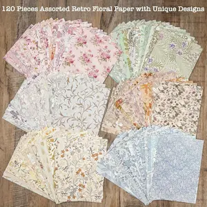 4.1x5.8 Inch 240 Pcs Vintage Floral Scrapbook Paper & Textured Paper & Label Journaling Stickers Assorted Set, Mixed Special Paper for Scrapbooking Plan Journal Supplies Collage Craft