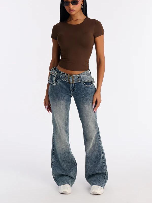 Moment Of Glory Low Rise Flare Jeans - Vintage Wash