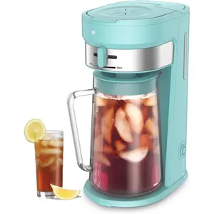 Iced  Maker and Iced Coffee Maker Brewing System with 2.5-quart Pitcher, sliding strength selector for Taste Customization, Stainless Steel (Green)