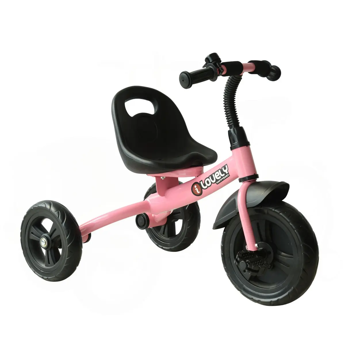 Qaba 3-Wheel Recreation Ride-On Toddler Tricycle with Bell and Nice Steel Frame for Indoor / Outdoor, Easy Storage & Lightweight, Pink