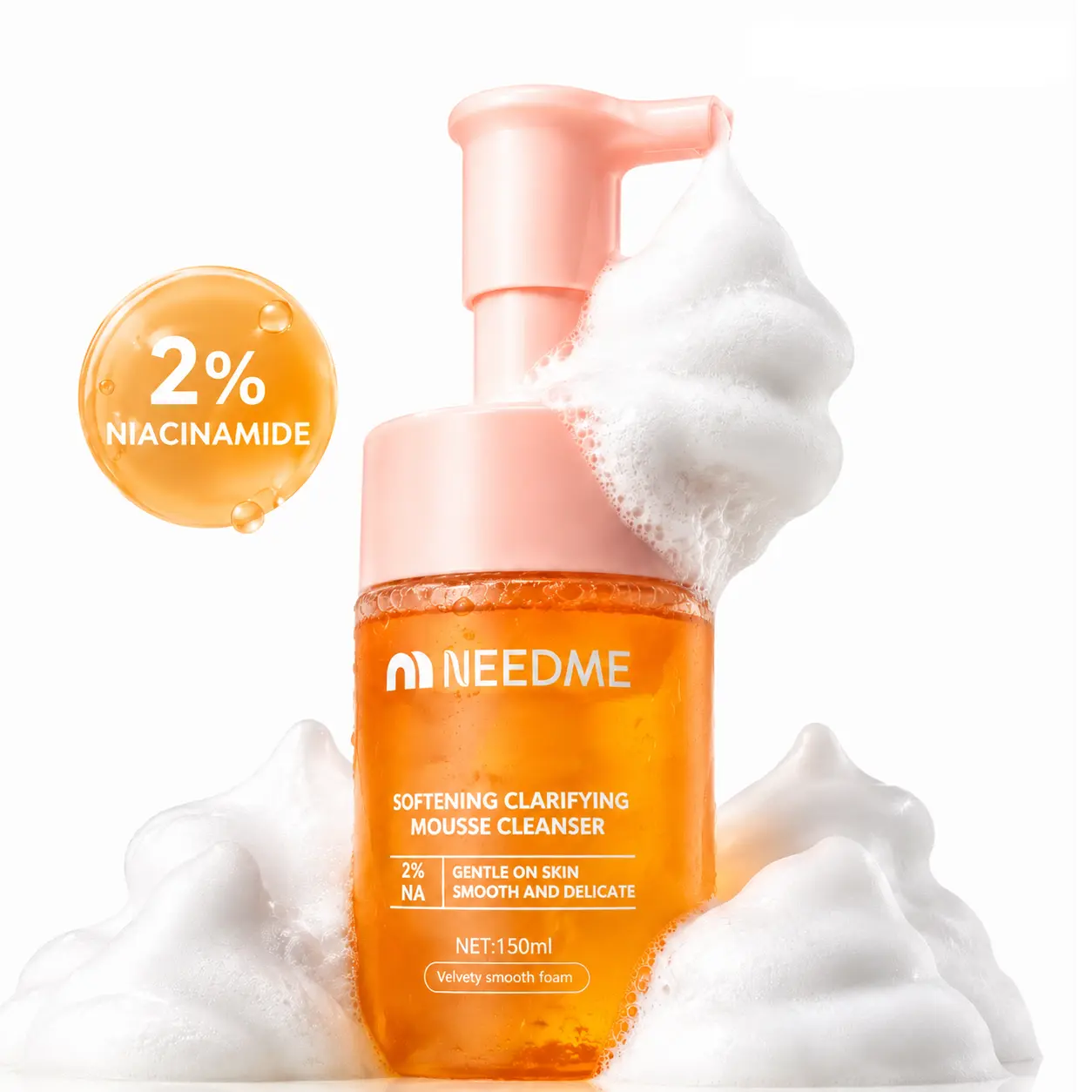 NEEDME Daily Mild Amino Acid Cleansing Mousse - Niacinamide Foam Wash for Hydrating Oil Control & Radiant Glow