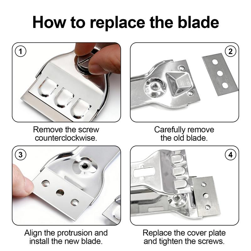 Razor Blade Scraper Tool, for Glass Ceramic and Induction Cooktops Glass Cooktop Stove Scraper with 5PCS Replacement Accessories for Glass Clean,Paint,Old Label,Decal Sticker,Adhesive Remover