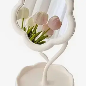 Cute Flower Vanity Mirror with Tray – Aesthetic Desk Makeup Mirror
