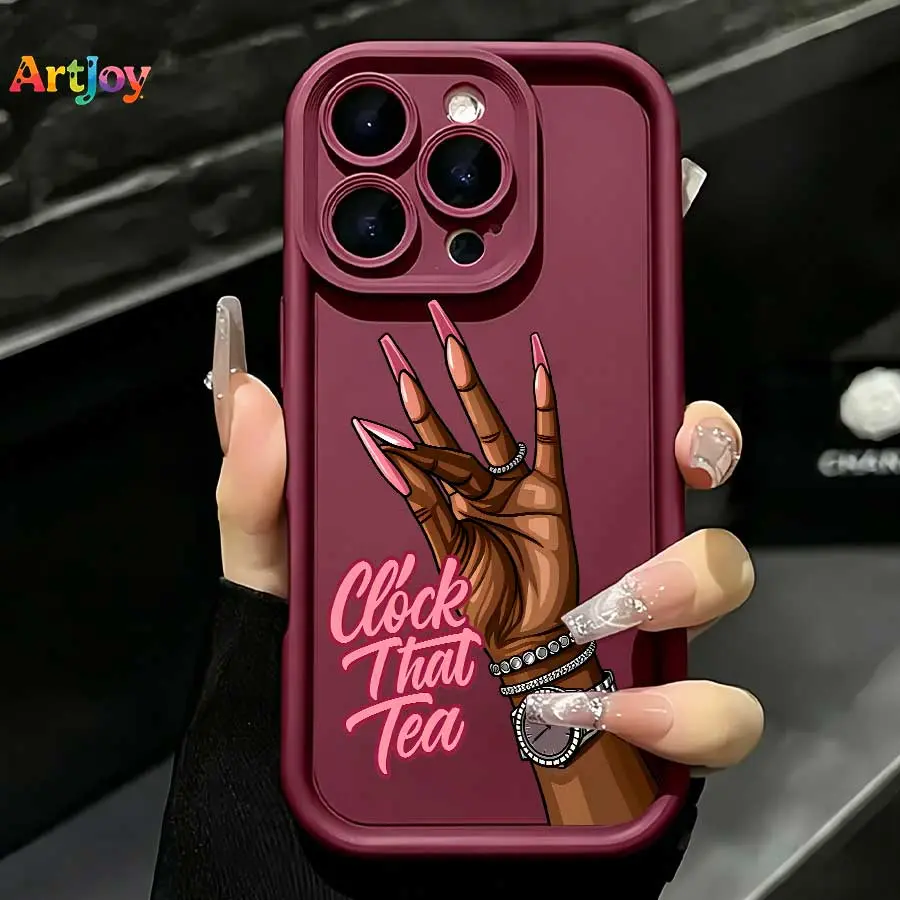 Clock That Tea Trendy Baddie Hand Graphic Phone Case  For Galaxy S25, S24, S23, S22, S21 PLUS, FE And Ultra,Galaxy A33 Compatible With For Iphone17 Pro Max, 16, 15, 14 And 13. It Makes A Perfect Gift For Birthdays, Holidays, Accessories, Smartphone, Cellp