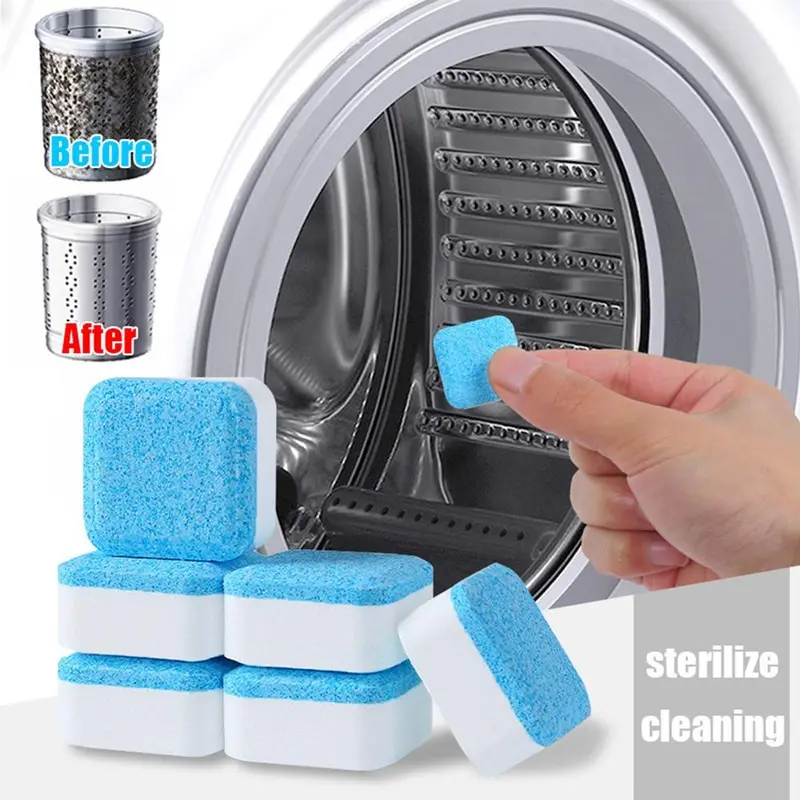 12pcs Washing Machine Cleaner Descaler, Cleaners Tablets, Deep Cleaning Tablets Household for He Front Loader Top Load Washer, Septic Safe Eco-Friendly Deodorizer, Soap Scum Remover, Household Cleaning Products, Household Cleaning Supply