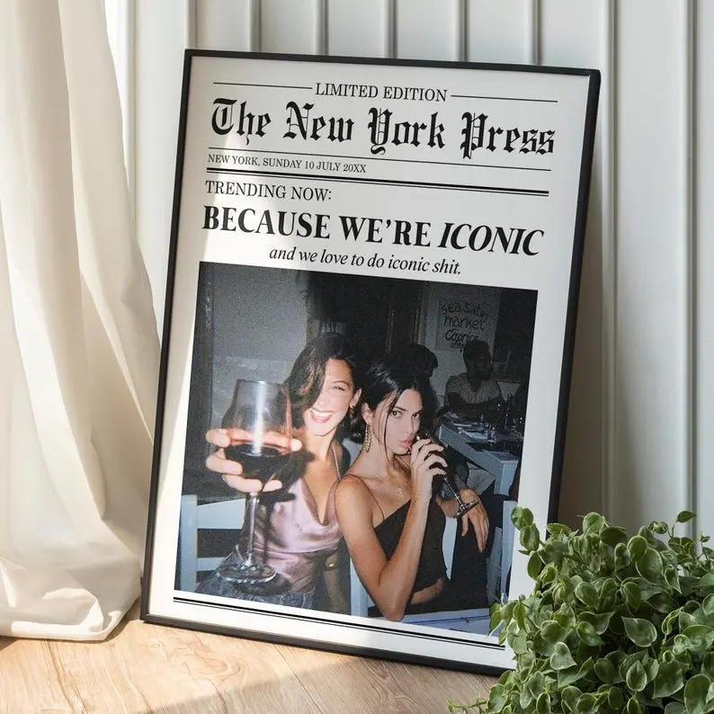 [Sale off up to 55%] [Free ship] Custom Newspaper Photo Print, Personalized Friendship Gift, Girly Room Decor, Custom Photo Poster, Best Friend Gift, Aesthetic Wall Art, Birthday Gift for Her