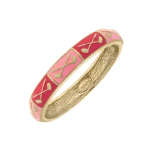 Elena Golf Sculpted Enamel Hinge Bangle in Pink
